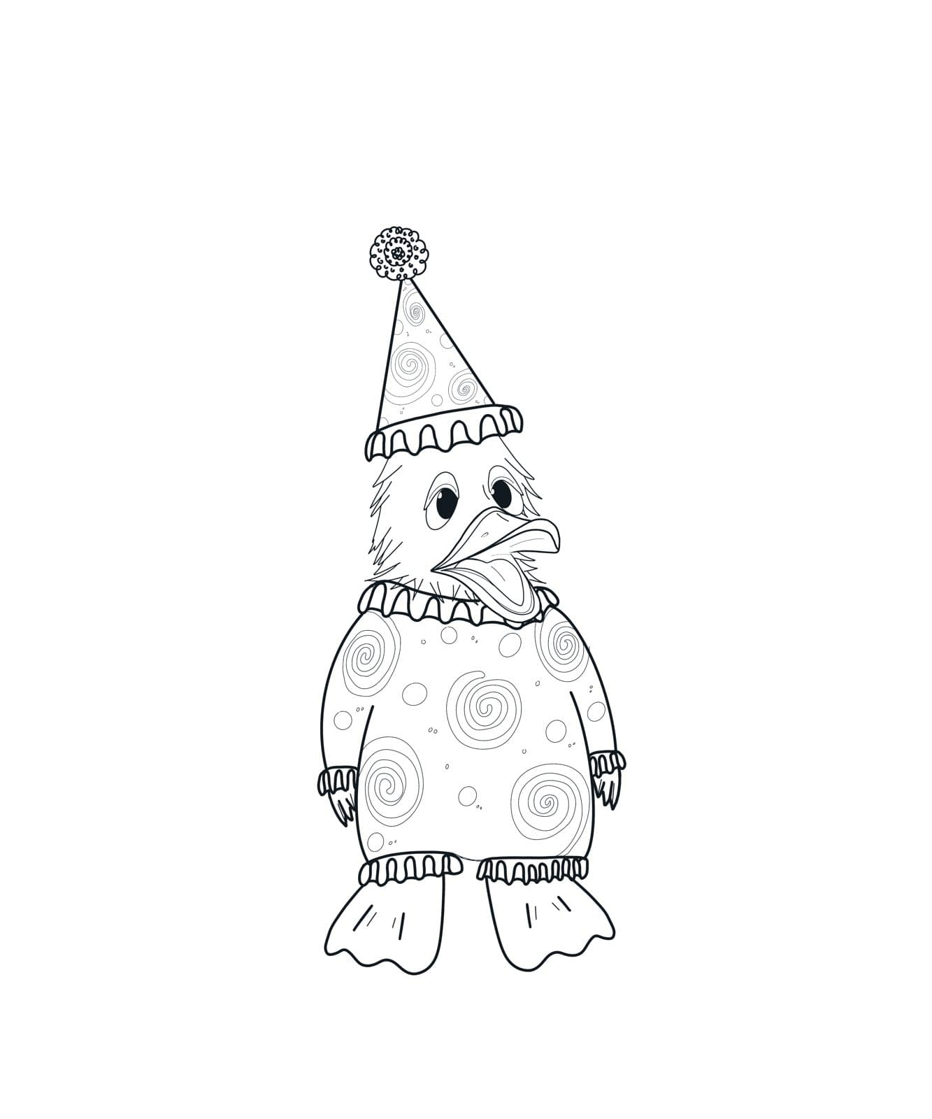 Penguin Party Hat Sketch