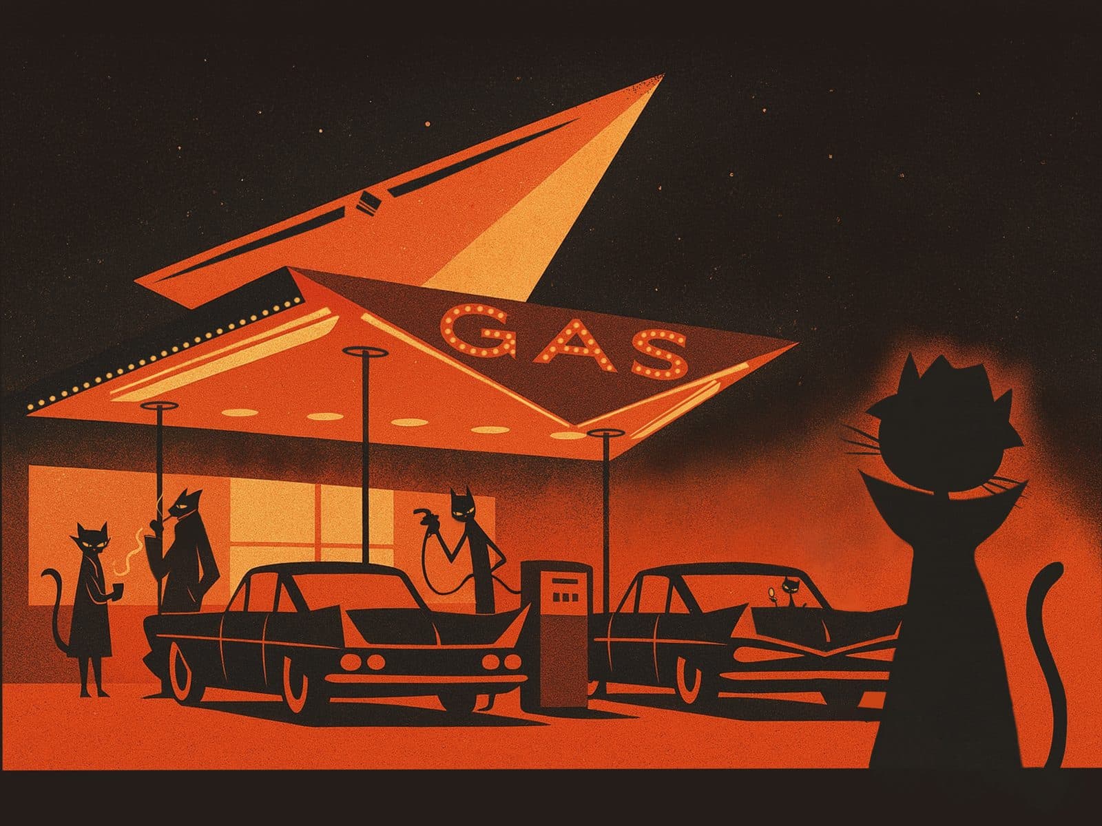 Retro Gas Station Cat
